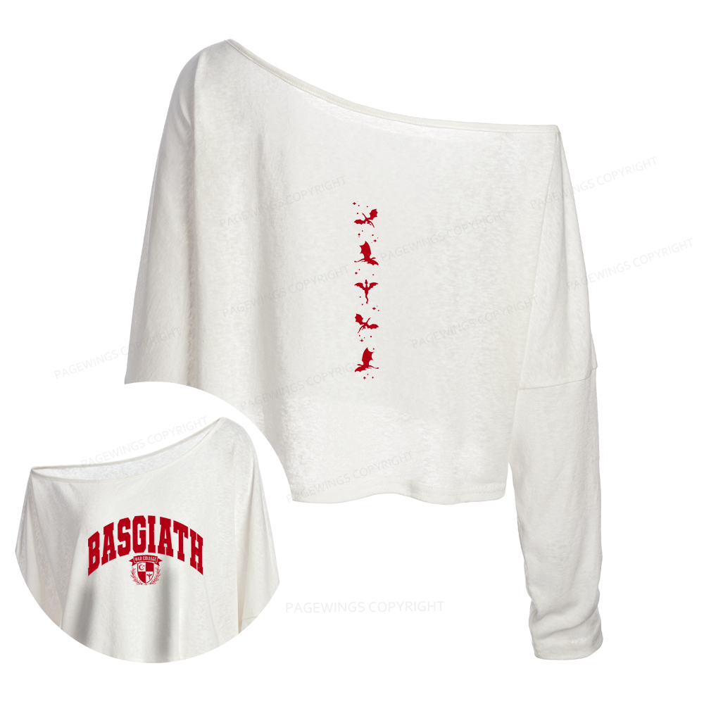 Pagewings Fantasy Bookish Slouchy Long Sleeve Off Shoulder T-shirt