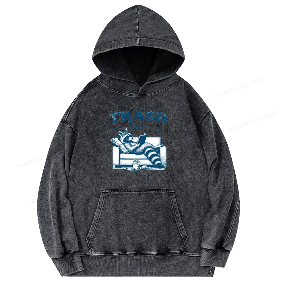 Pagewings Trash Reader Unisex Washed Hoodie
