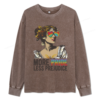 Pagewings More Pride Less Prejudice Unisex Washed Long Sleeve T-shirt