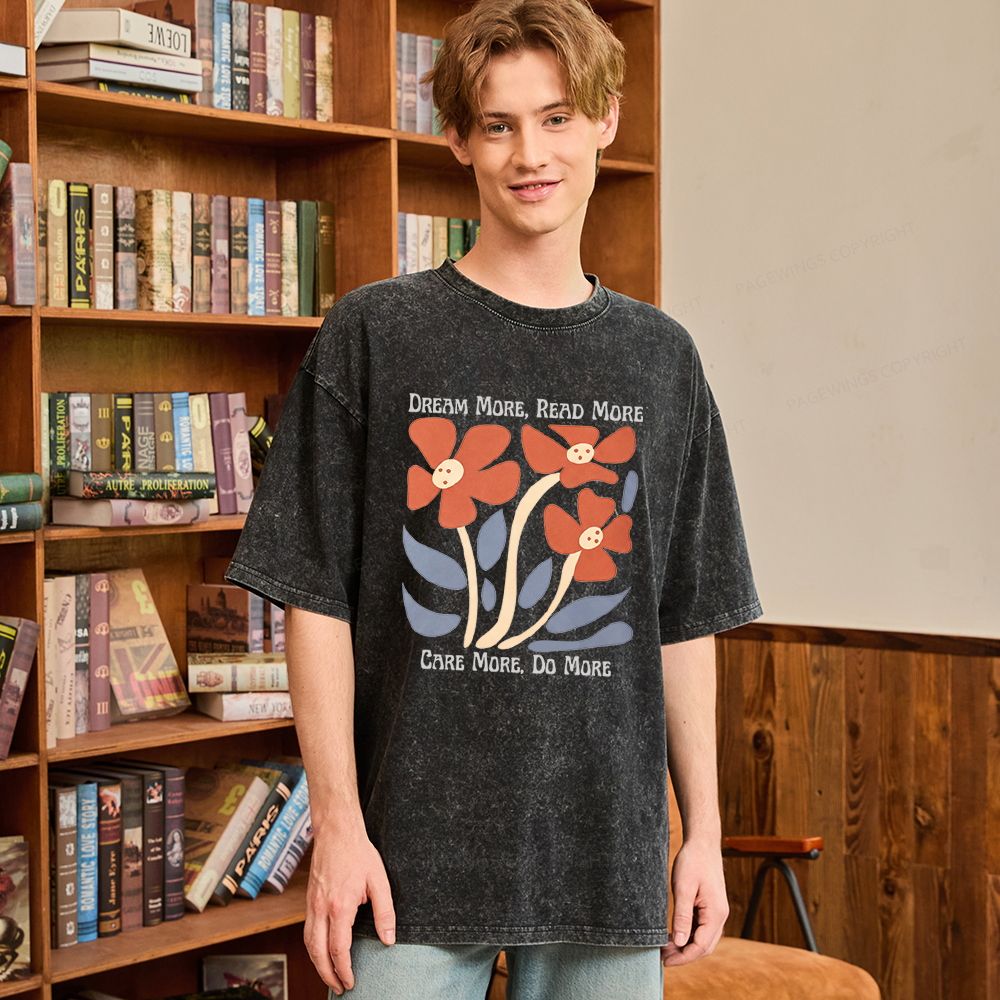 Pagewings Dream More Read More Unisex Washed T-shirt