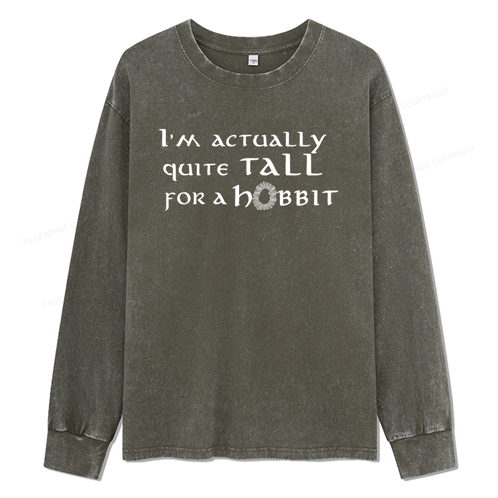 Pagewings I'm Actually Quite Tall Unisex Washed Long Sleeve T-shirt