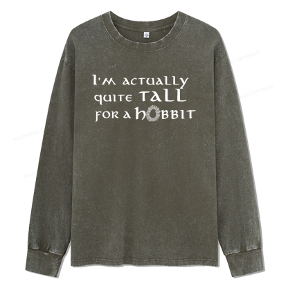 Pagewings I'm Actually Quite Tall Unisex Washed Long Sleeve T-shirt