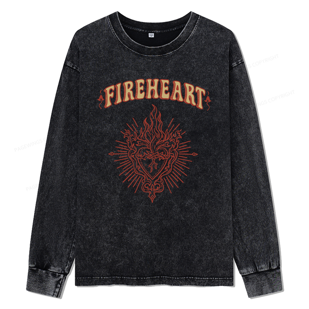 Pagewings Fireheart Unisex Washed Long Sleeve T-shirt