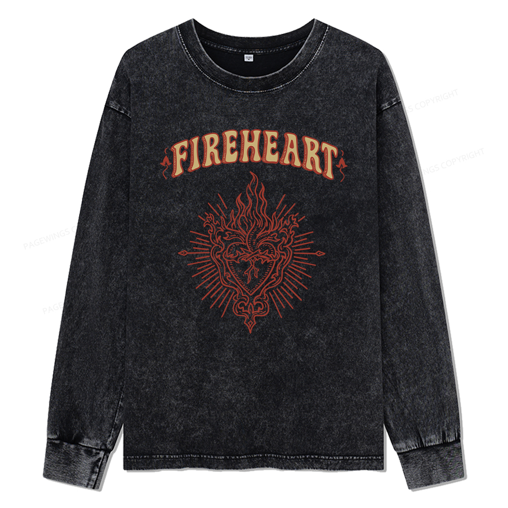 Pagewings Fireheart Unisex Washed Long Sleeve T-shirt