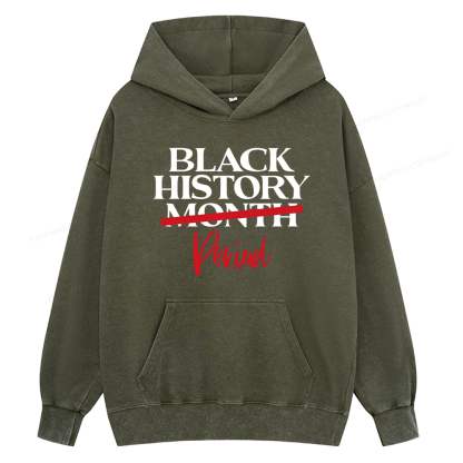 Pagewings Black History Month Period Unisex Washed Hoodie