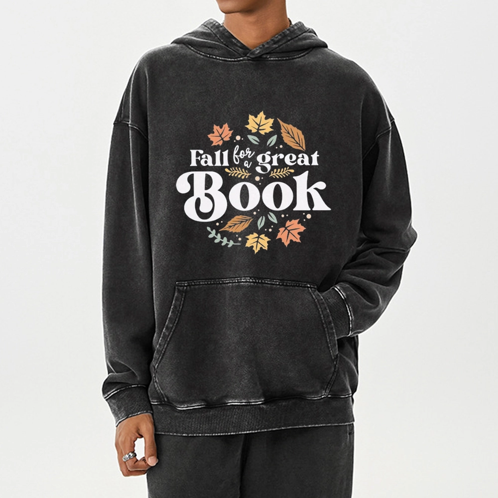 Pagewings Thanksgiving Fall For A Great Book Unisex Washed Hoodie
