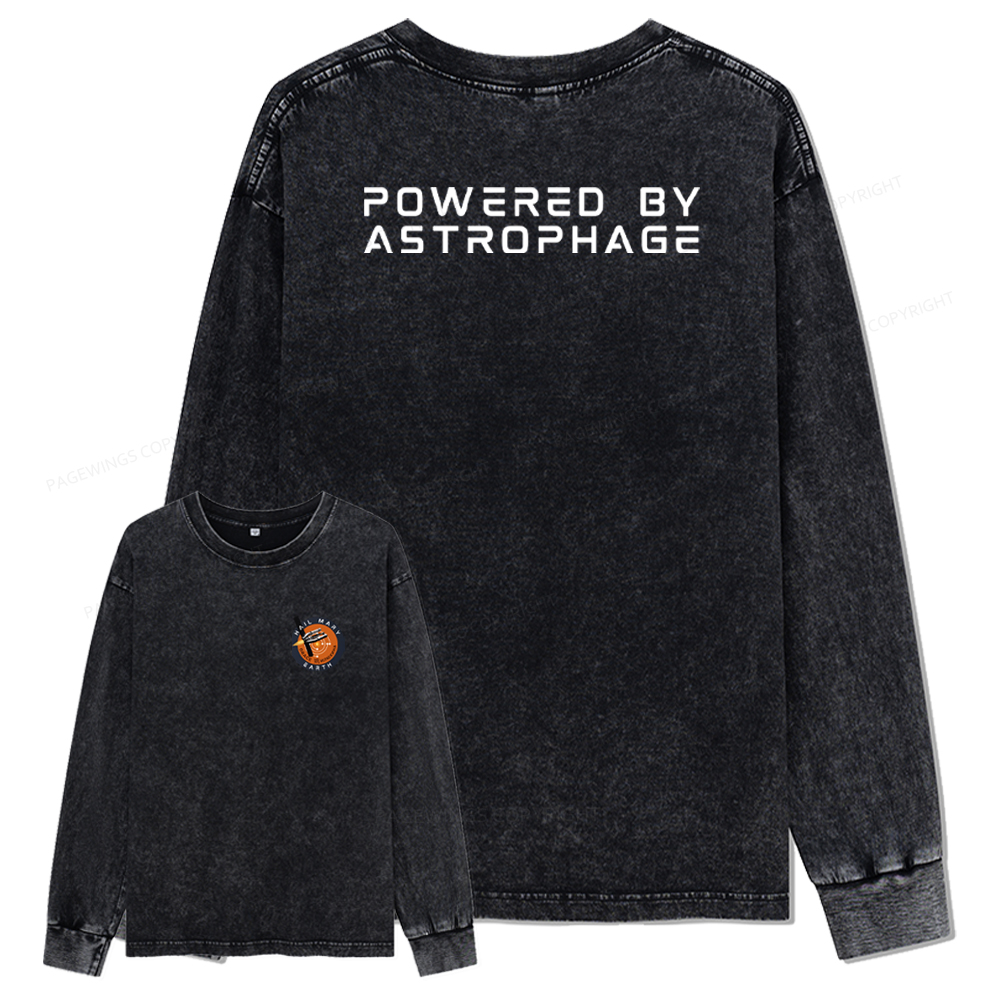 Pagewings Powered By Astrophage Unisex Washed Long Sleeve T-shirt 
