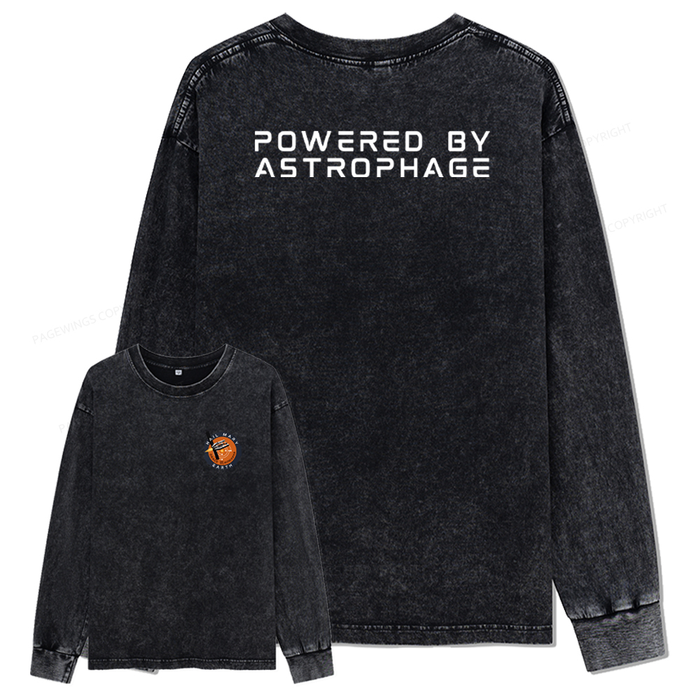 Pagewings Powered By Astrophage Unisex Washed Long Sleeve T-shirt
