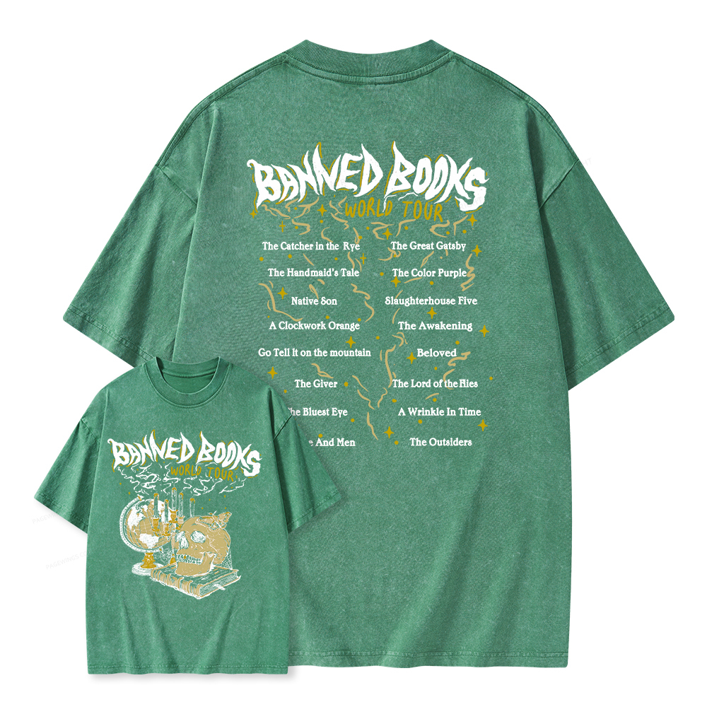 Pagewings Banned Books World Tour Unisex Washed T-shirt