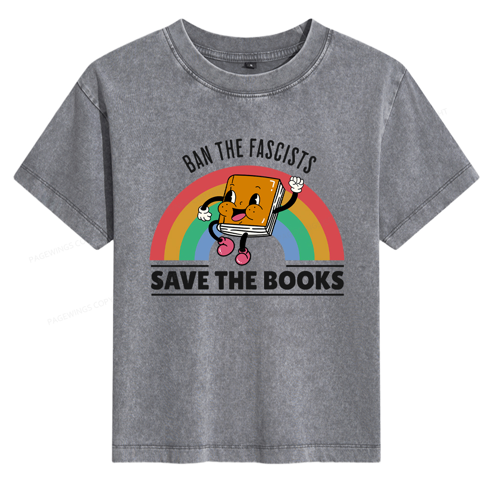 Pagewings Ban The Fascists Save The Books Women's Washed T-shirt