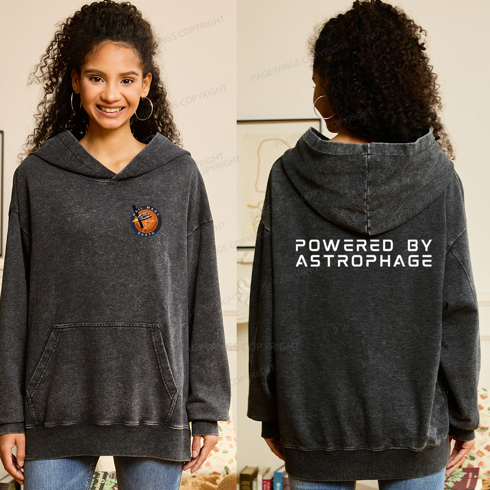 Pagewings Powered By Astrophage Unisex Washed Hoodie