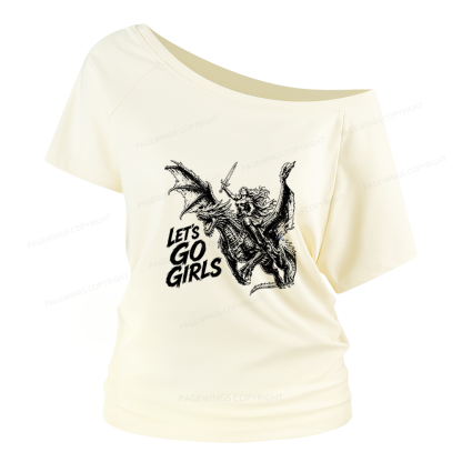 Pagewings Woman Dragon Rider Women Off Shoulder T-shirts