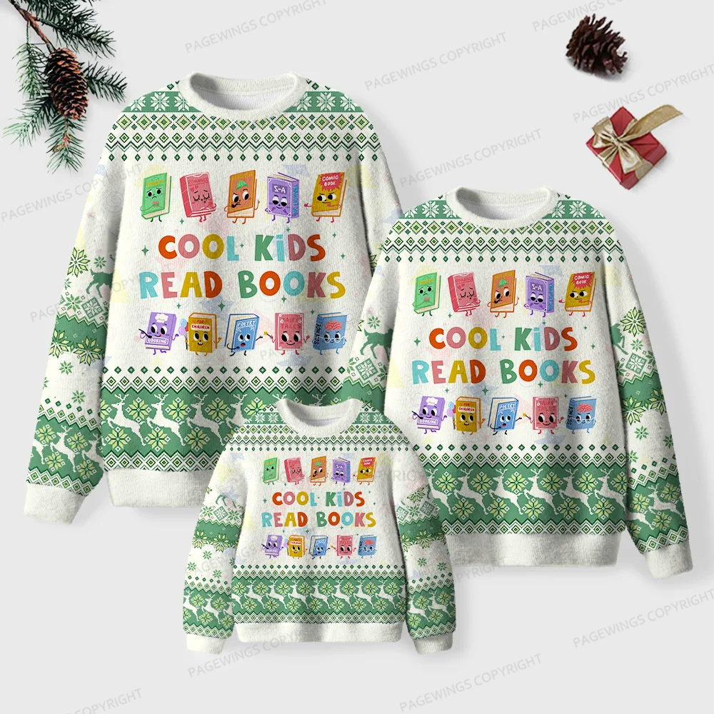 Pagewings Cool Kids Read Books Unisex Ugly Knit Sweatshirt