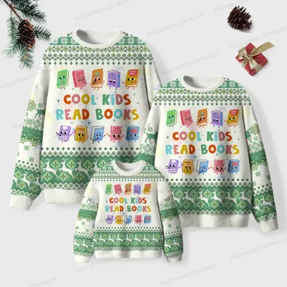 Pagewings Cool Kids Read Books Unisex Ugly Knit Sweatshirt