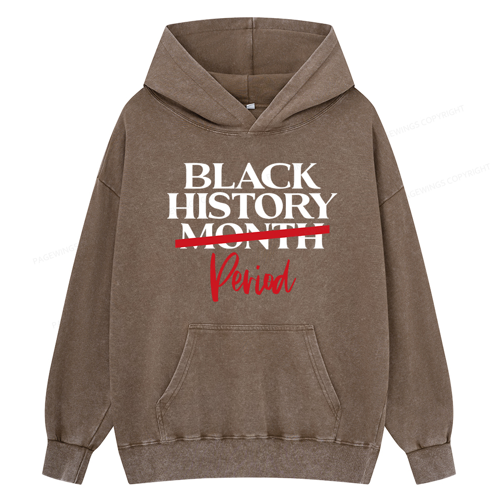 Pagewings Black History Month Period Unisex Washed Hoodie
