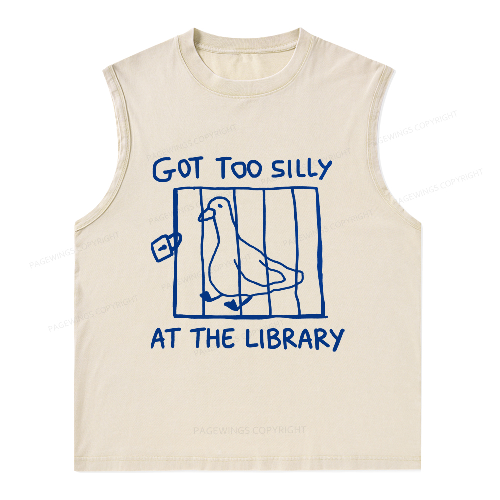 Pagewings Got Too Silly At The Library Unisex Washed Tank Top