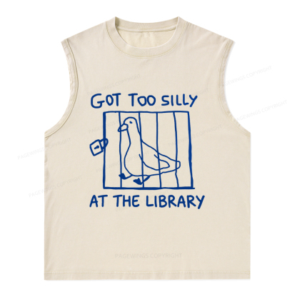 Pagewings Got Too Silly At The Library Unisex Washed Tank Top