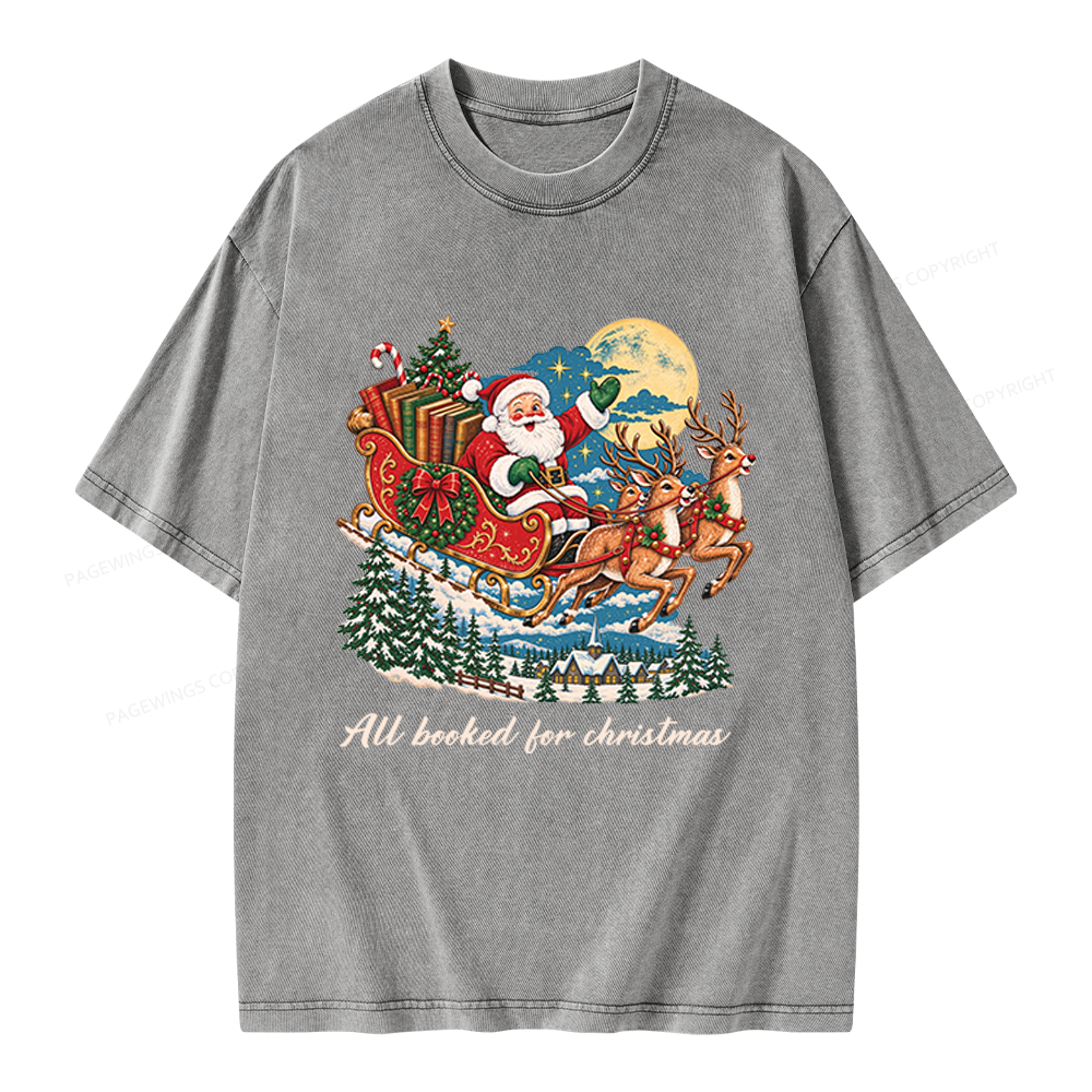 Pagewings All Booked For Christmas Unisex Washed T-shirt
