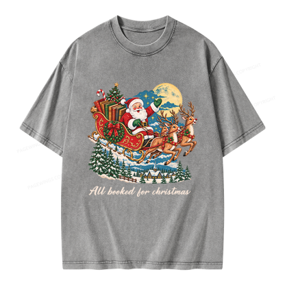 Pagewings All Booked For Christmas Unisex Washed T-shirt
