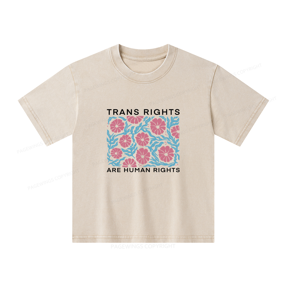 Pagewings Trans Rights Are Human Rights Unisex Kids Washed T-shirt