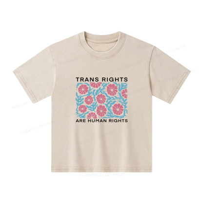 Pagewings Trans Rights Are Human Rights Unisex Kids Washed T-shirt