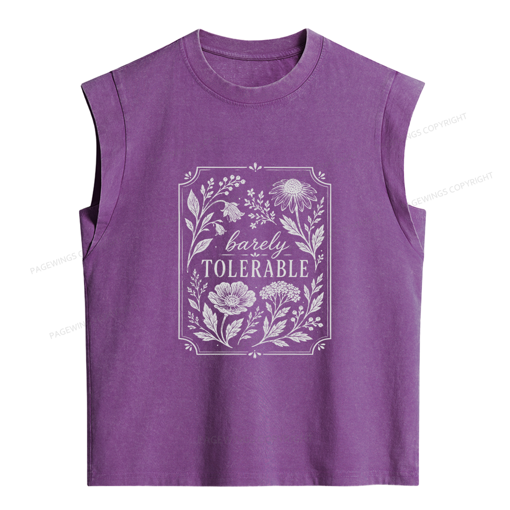 Pagewings Barely Tolerable Women's Washed Tank Top
