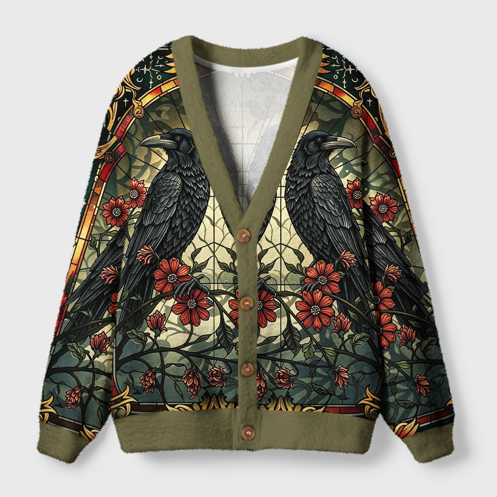 Pagewings Reading Crow Light Knit Unisex Cardigan Sweaters