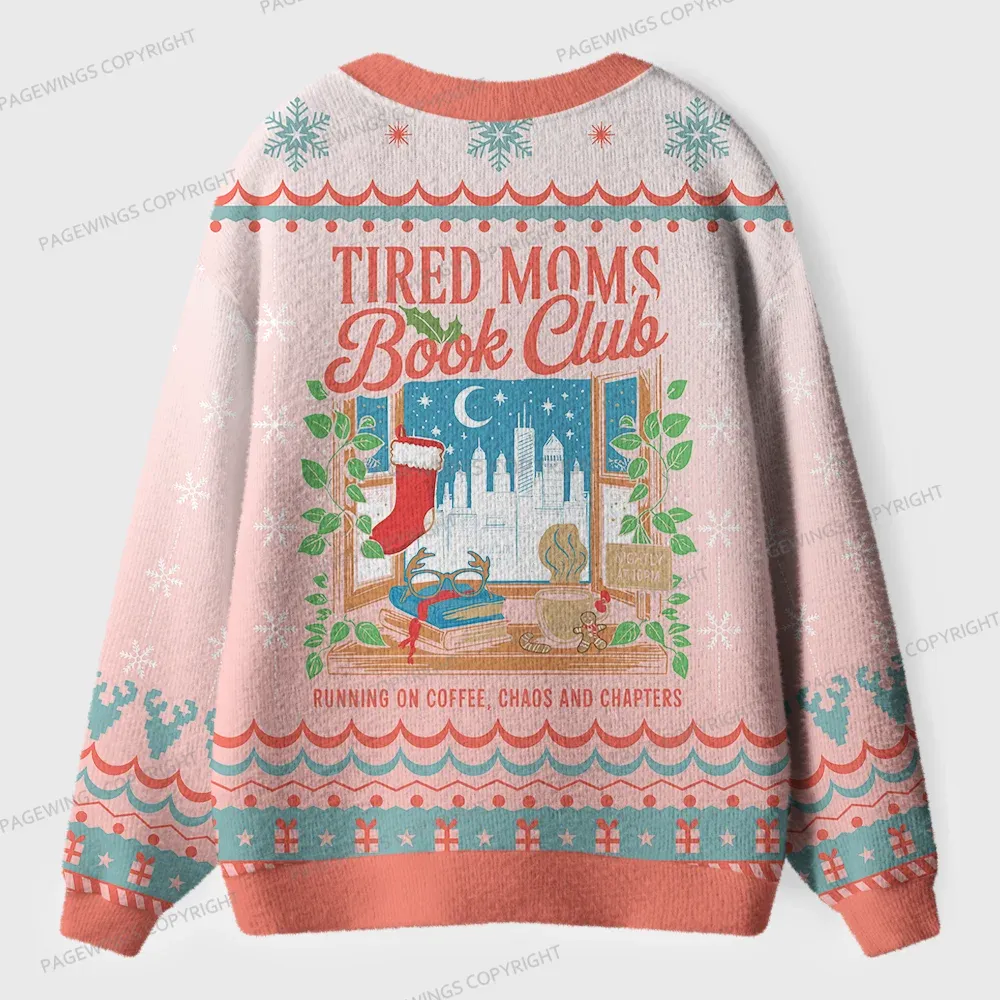 Pagewings Tired Moms Book Club Unisex Ugly Cardigan Sweaters
