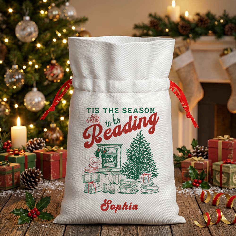 Pagewings Personalized Tis The Season to be Reading Christmas Santa Sack