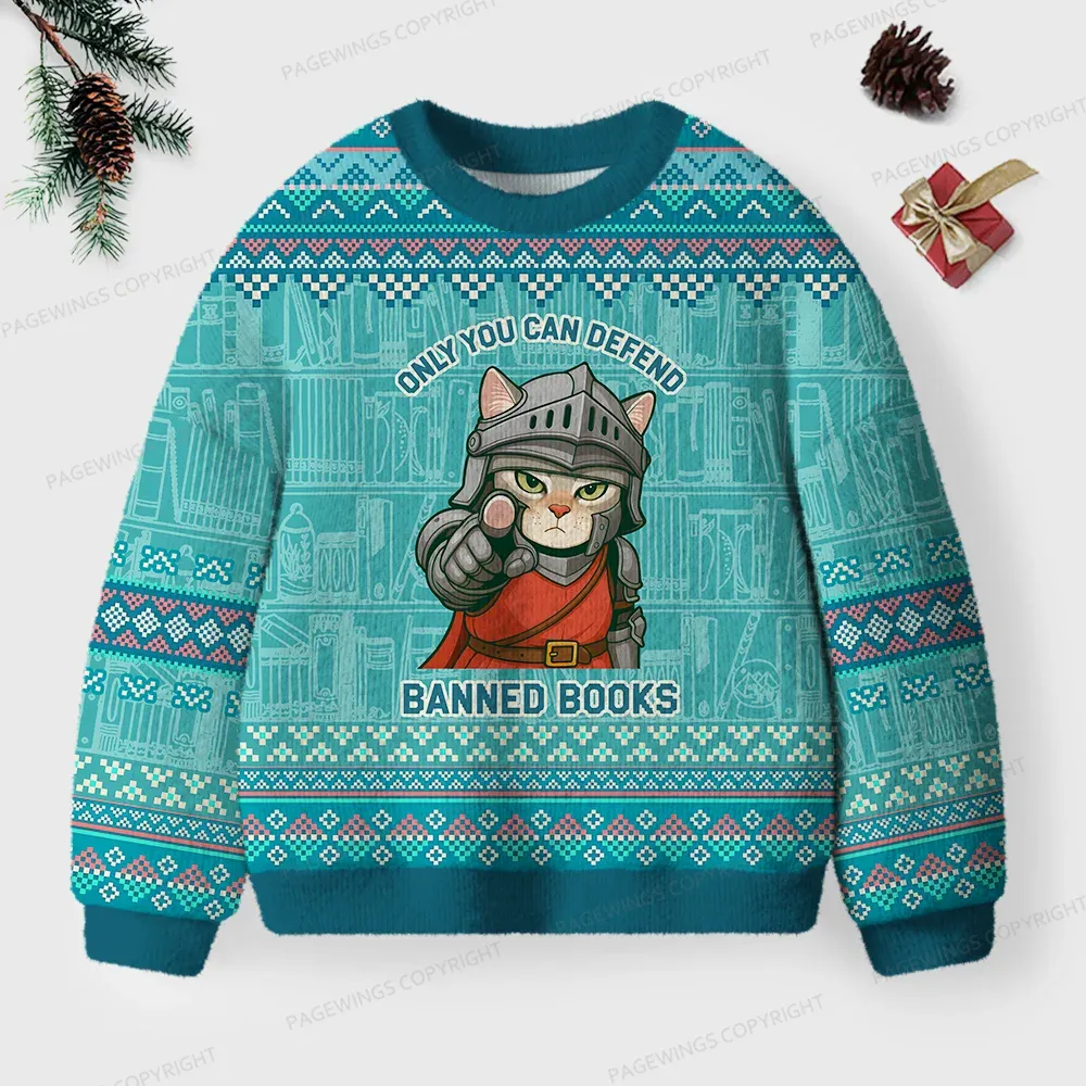 Pagewings The World Will Be Saved Unisex Ugly Knit Sweatshirt