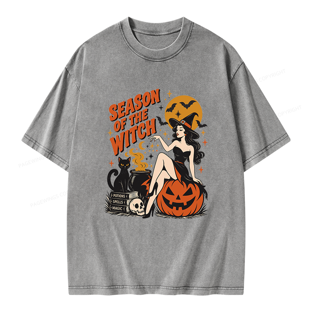Pagewings Season Of The Witch Unisex Washed T-shirt