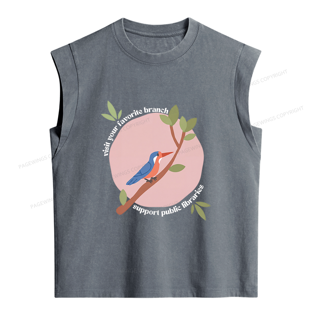 Pagewing Support Public Libraries Women's Washed Tank Top