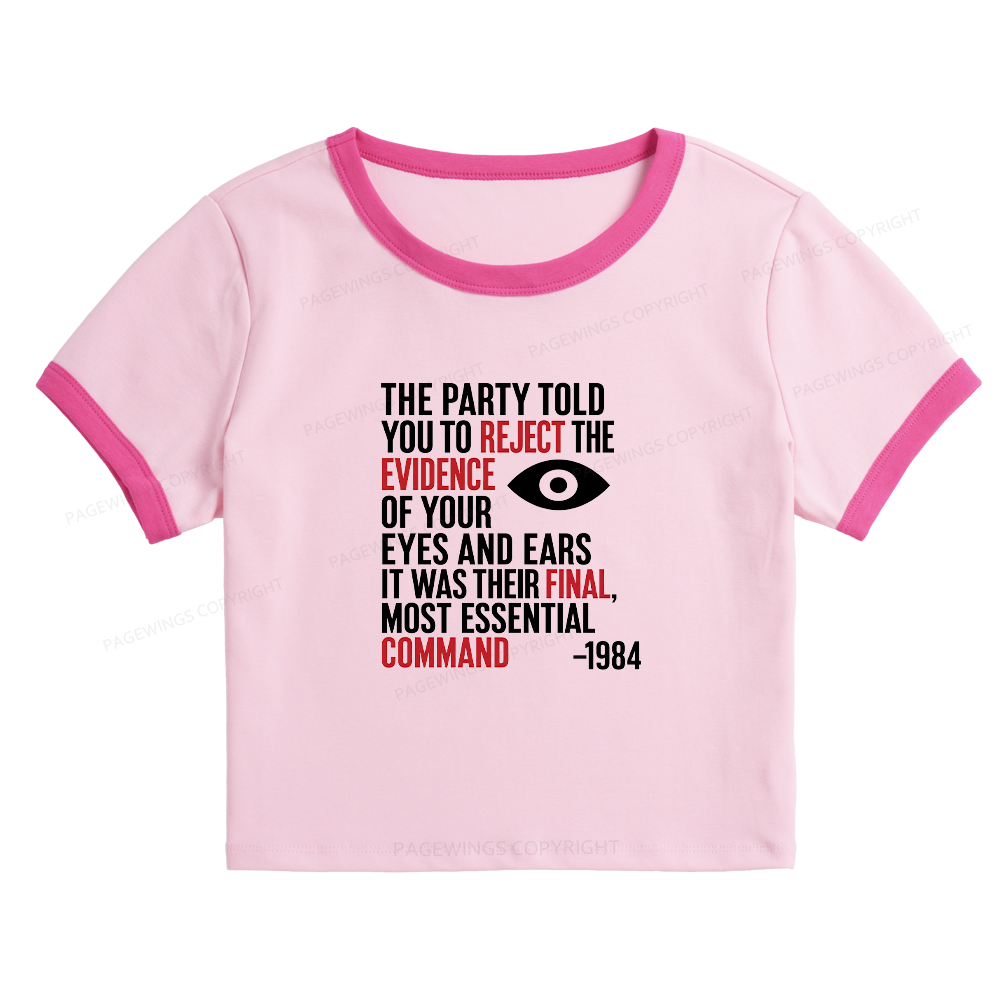 16678Pagewings Dystopia Quote Baby Tee Cropped Ringer T-Shirt
