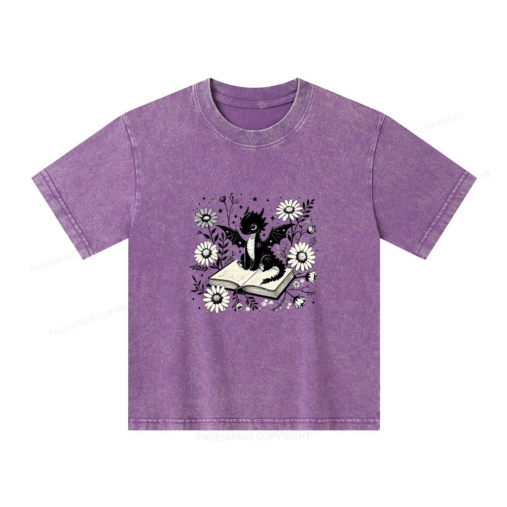 Pagewings Bookworm Dragon Unisex Kids Washed T-shirt
