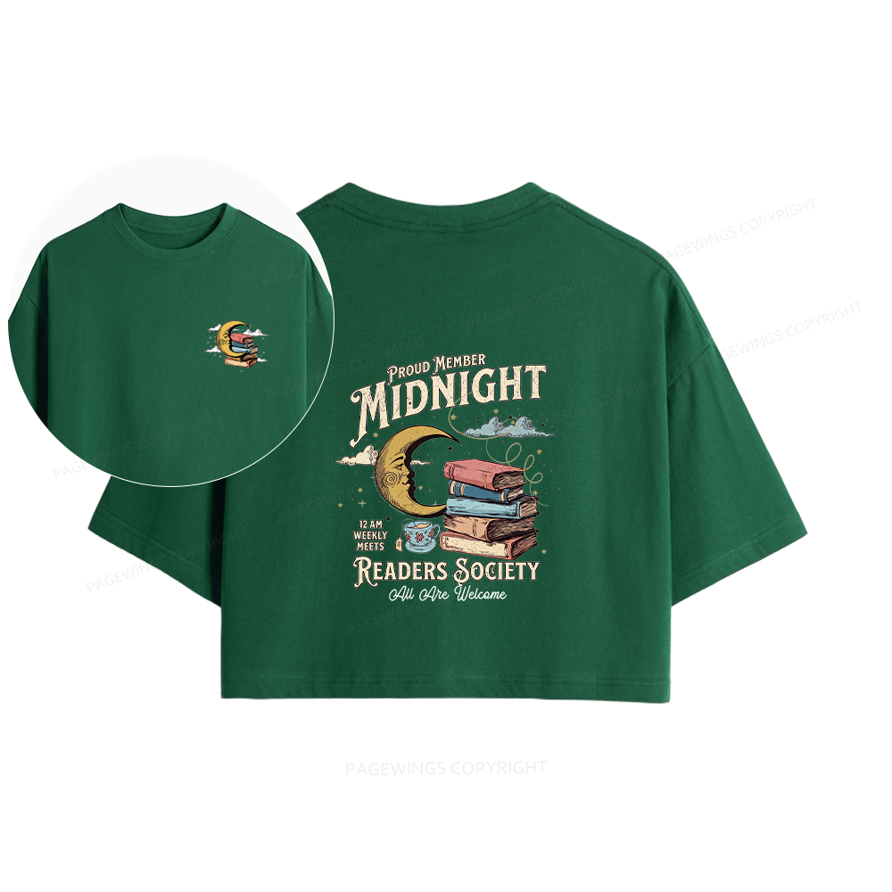Pagewings Midnight Readers Society Women Crop Tops