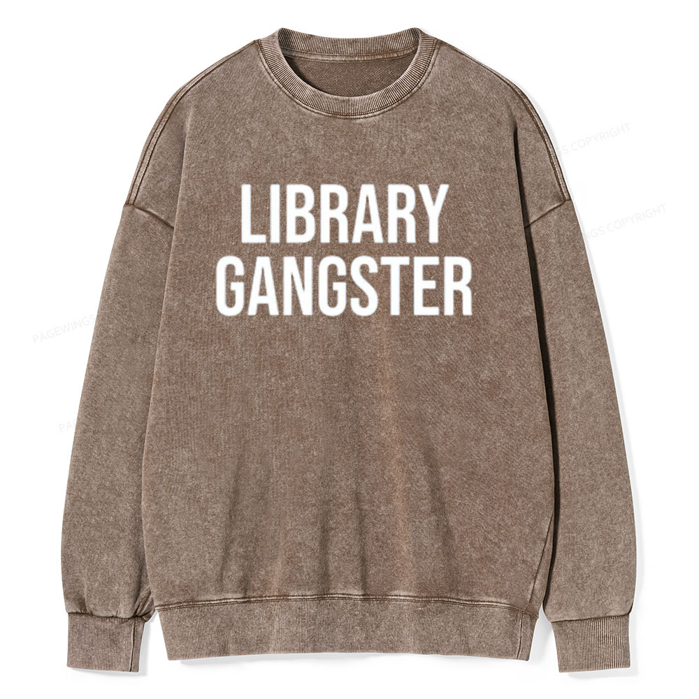 Pagewings Library Gangster Unisex Washed Sweatshirt