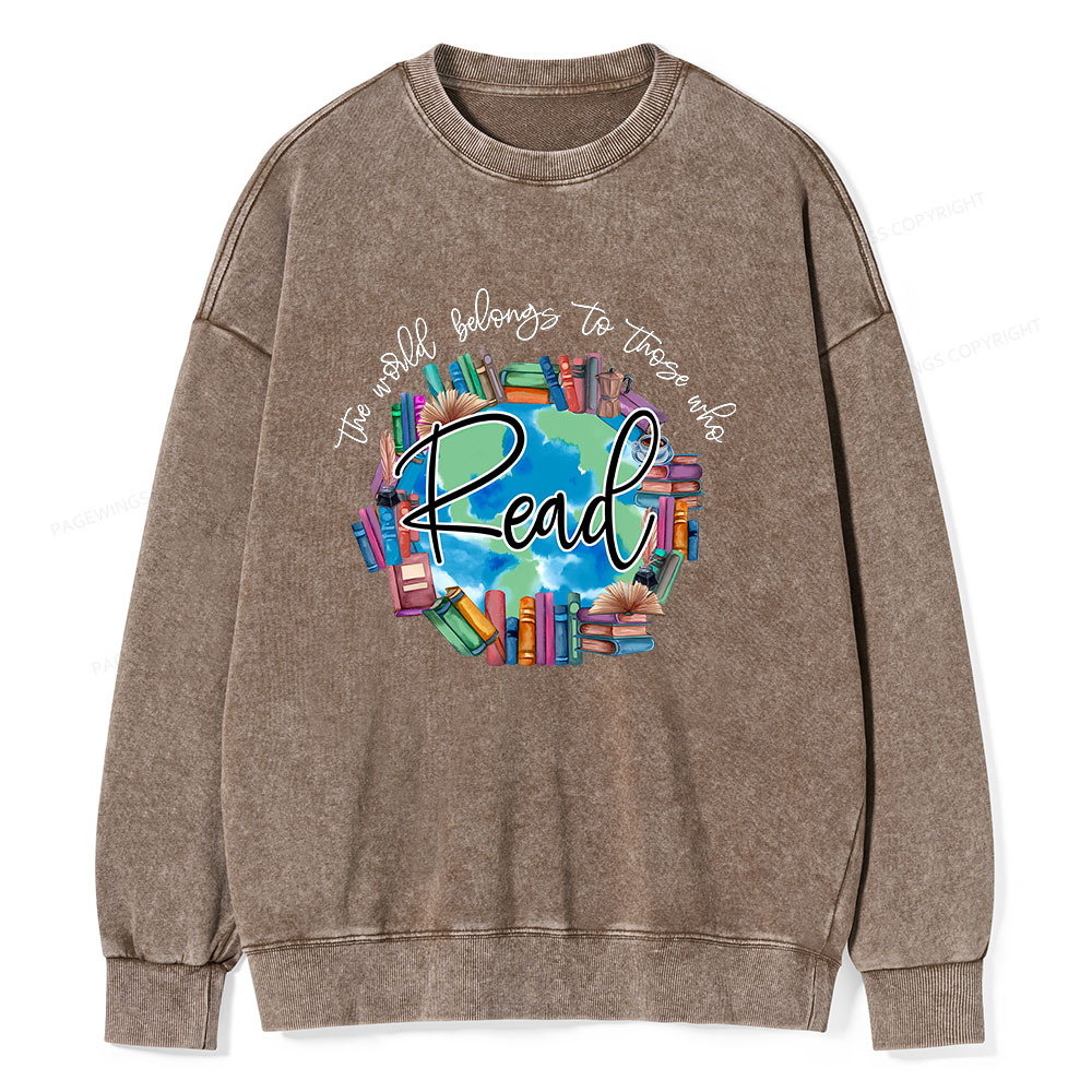 Pagewings World Belongs to Those Who Read Unisex Washed Sweatshirt