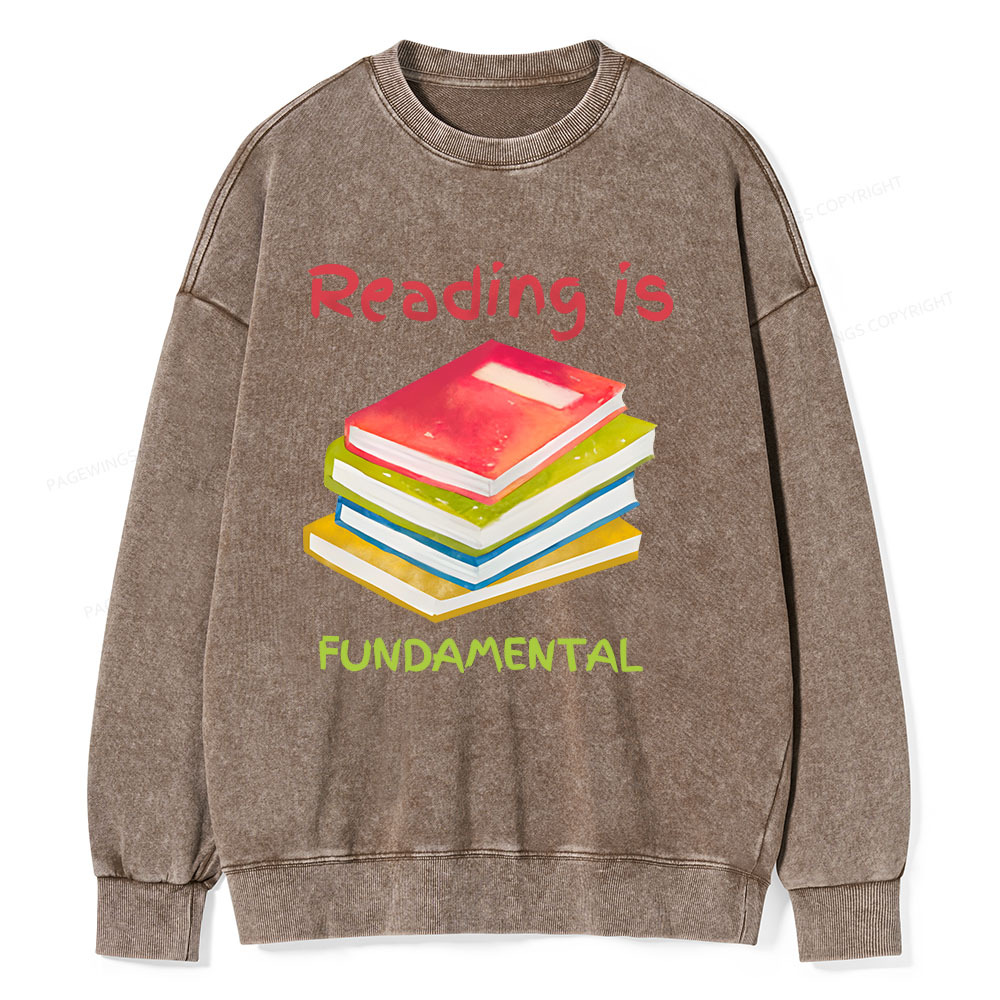 Pagewings Reading is Fundamental Unisex Washed Sweatshirt