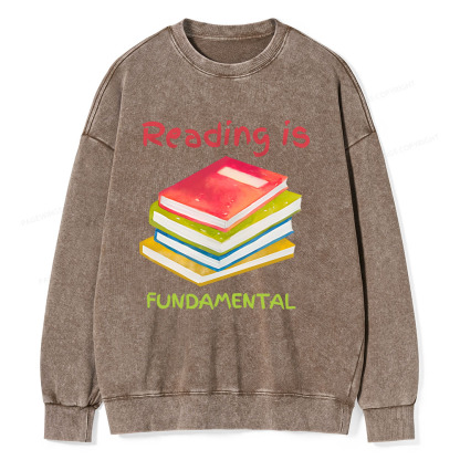 Pagewings Reading is Fundamental Unisex Washed Sweatshirt