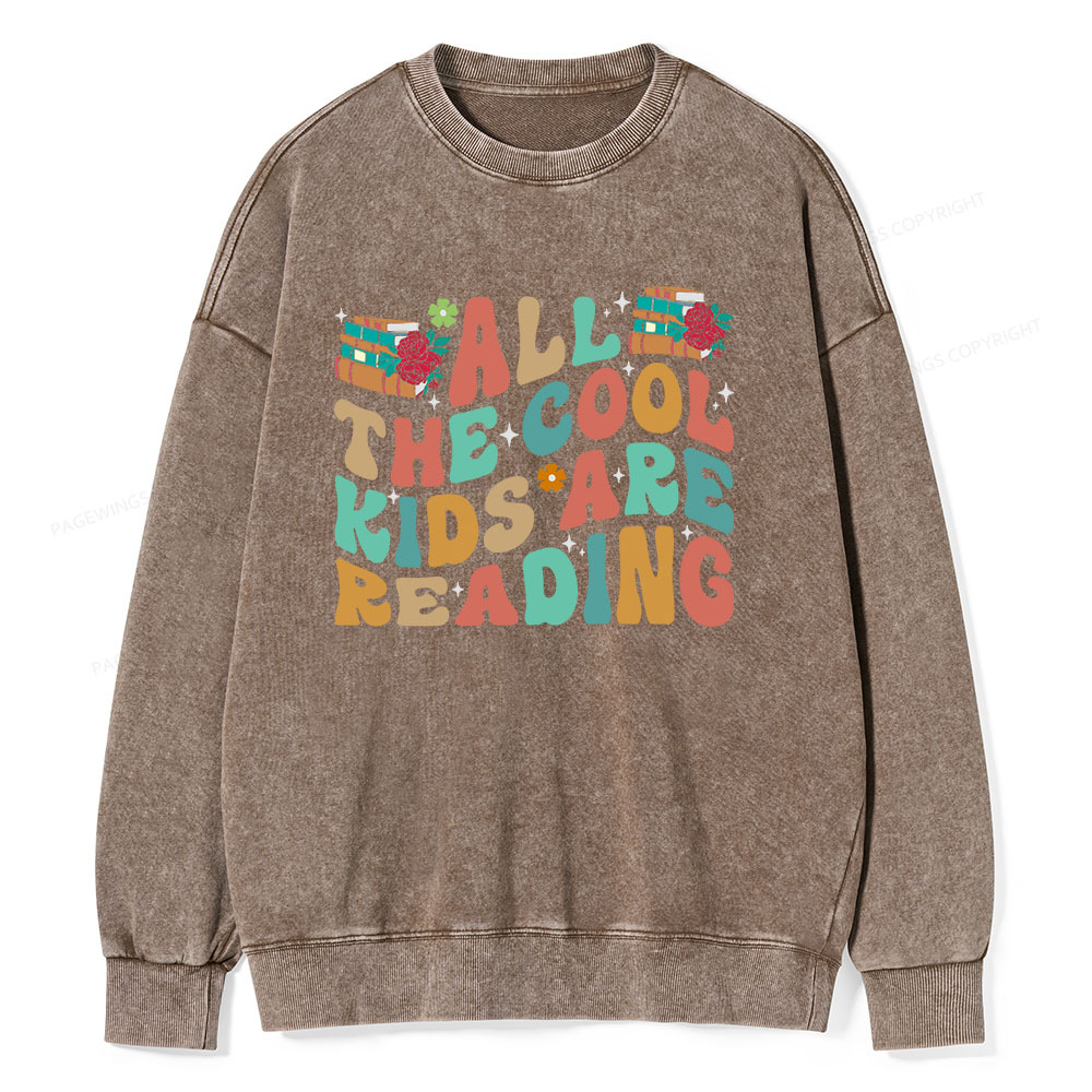 Pagewings All The Cool Kids Are Reading Unisex Washed Sweatshirt