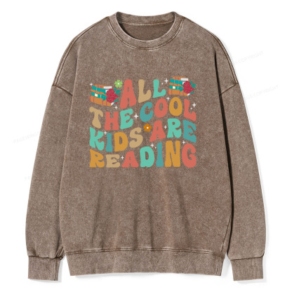 Pagewings All The Cool Kids Are Reading Unisex Washed Sweatshirt