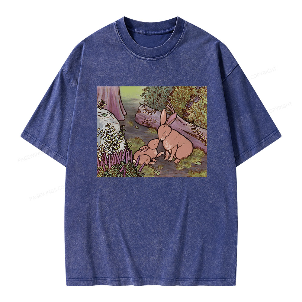 Pagewings A Kiss on the Nose for Mama Bunny Unisex Washed T-shirt