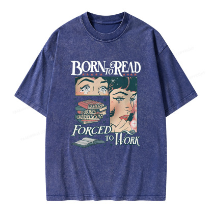 Pagewings Born To Read Bookish Comfor Unisex Washed T-shirt