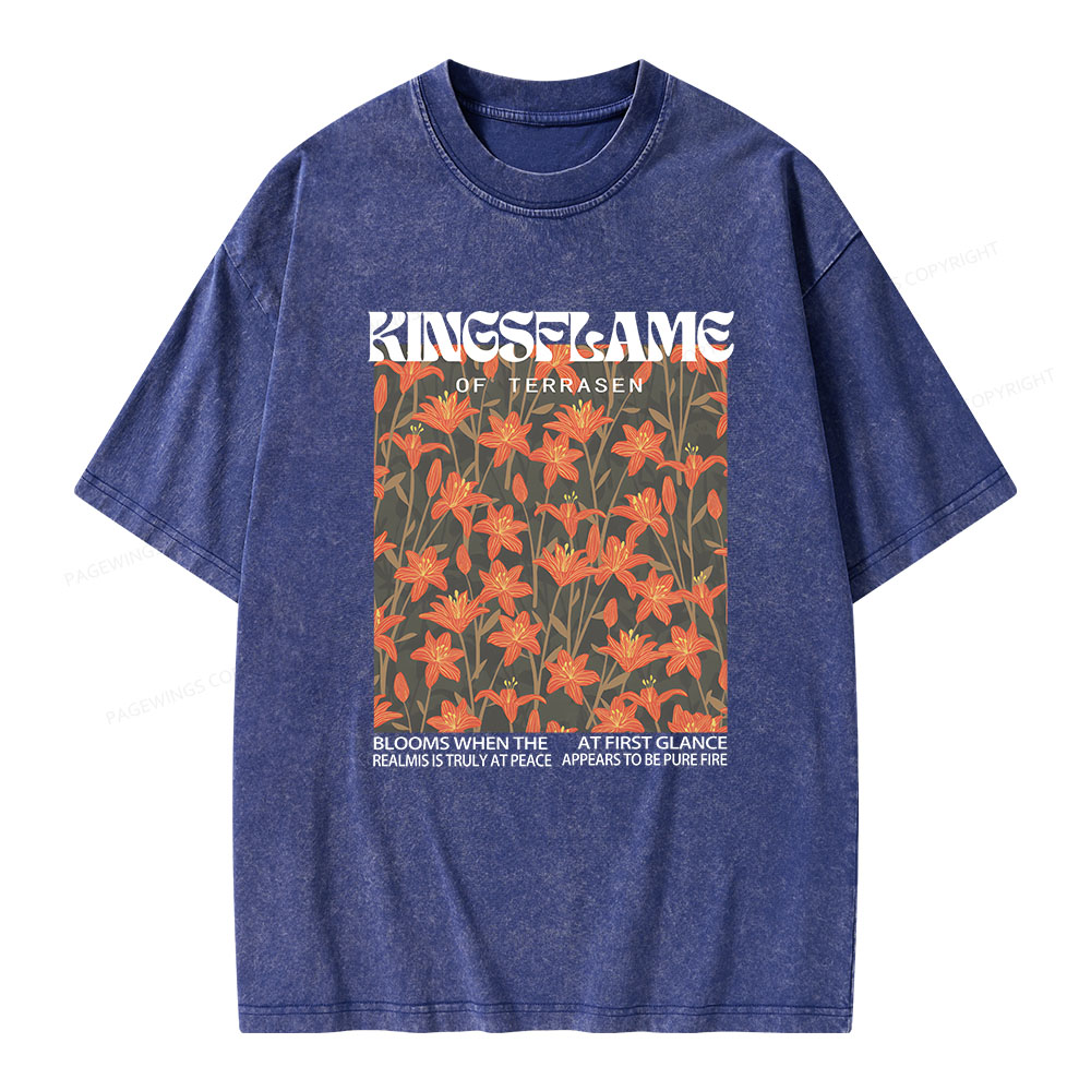 Pagewings Throne Of Glass Kingsflame Flower Aesthetic Unisex Washed T-shirt