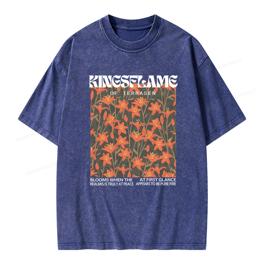 Pagewings Throne Of Glass Kingsflame Flower Aesthetic Unisex Washed T-shirt