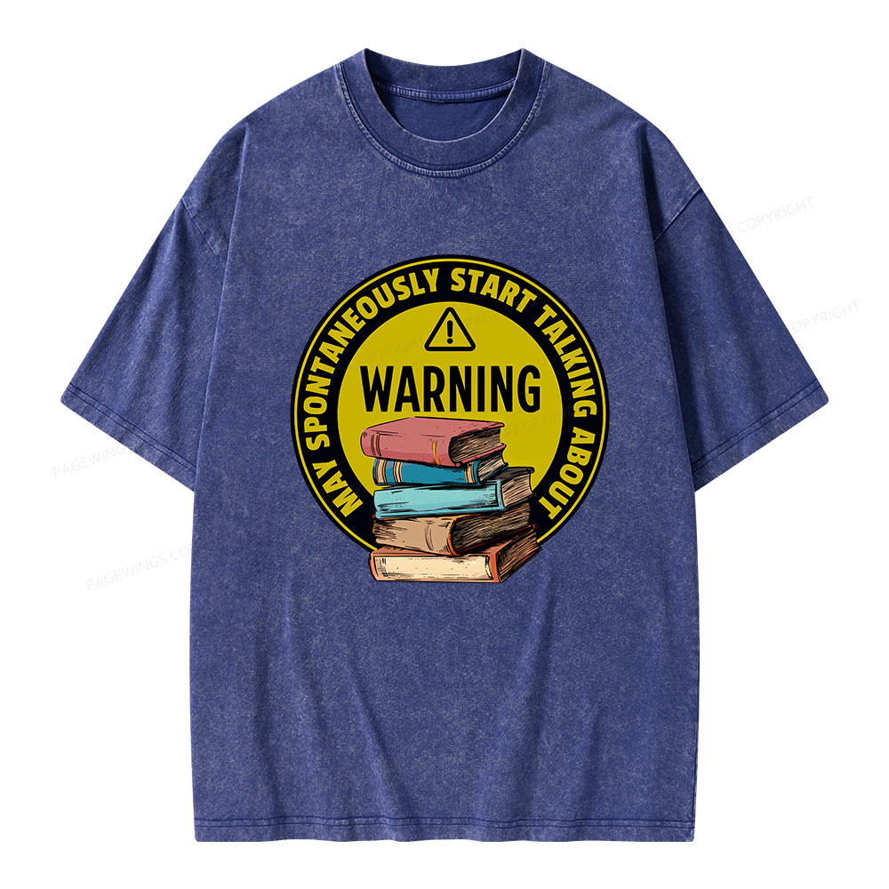 Pagewings Spontaneously Start Talking About Books Unisex Washed T-shirt