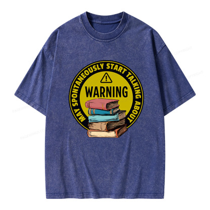 Pagewings Spontaneously Start Talking About Books Unisex Washed T-shirt