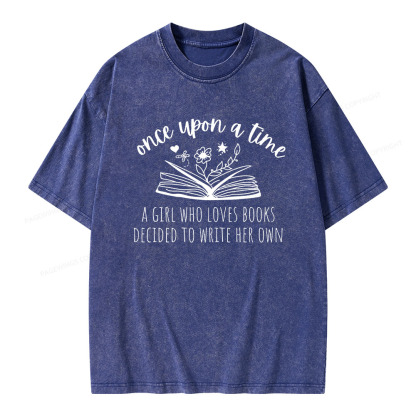 Pagewings Once A Book-Loving Girl Wrote Her Story Unisex Washed T-shirt