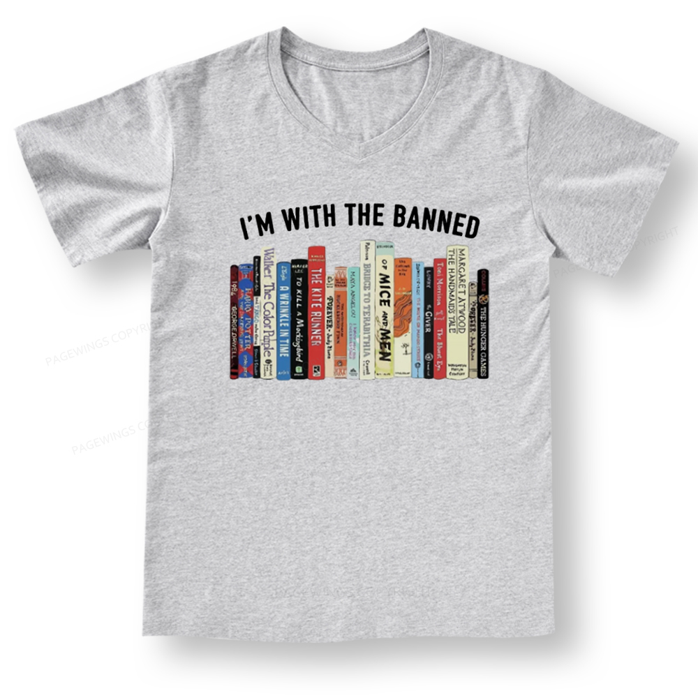 Pagewings I'm With The Banned Reading V-neck T-shirt