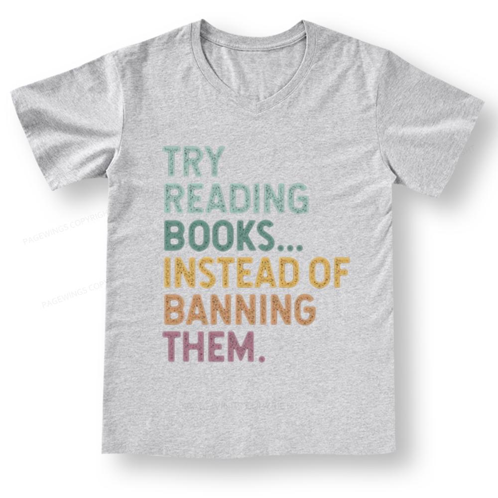 PagewingsTry Reading Books V-neck T-shirt 